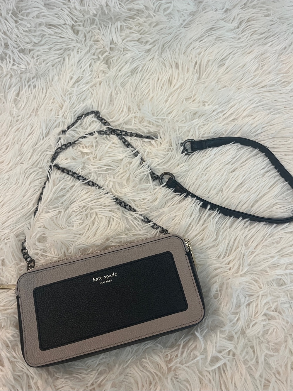 kate spade Two-Tone Taupe and Black Crossbody Wallet